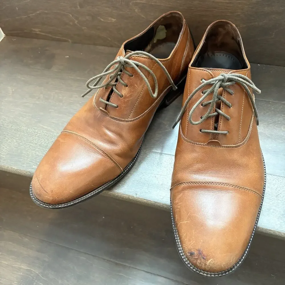 Cole Haan Shoes Mens Size 12M Brown Leather Oxford Dress Cap Toe‎ Classic C13337